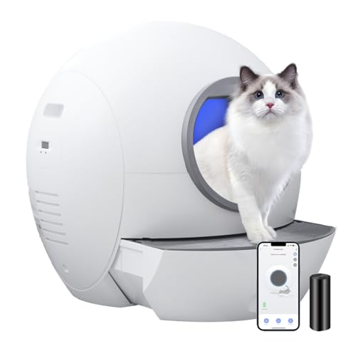 Amicura Selbstreinigende Katzentoilette, Automatisch katzenklo selbstreinigend mit APP Kontrol/Safe Alert/LED-Anzeige, WiFi Elektrisches toiletten für Katzen 2024 Neu