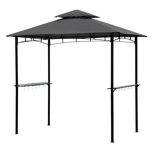 Sekey Grill Pavillon 2.45 x 1.50m, Wasserdicht Gartenlauben Gartenzelt Partyzelt für Garten/Partys/Picknick/BBQ´s, UV-Schutz 50+, Grau