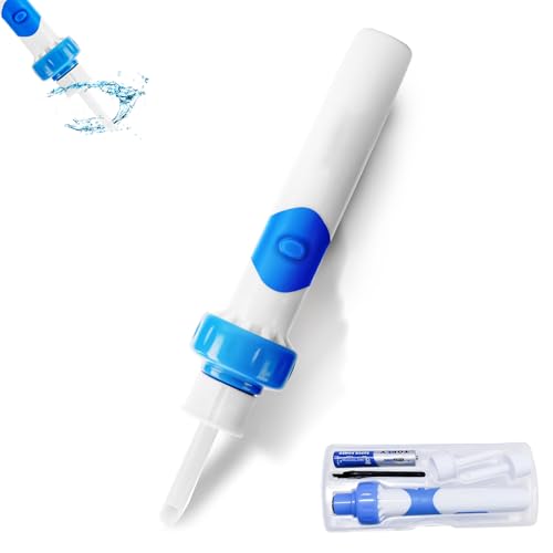 Ohrenschmalz Entferner, Ohrenschmalz-Sauger Ohrenschmalz Entferner Sauger Sicheres Und Weiches Ear Cleaner, Mit 2 Waschbaren Ersatzköpfen Und Batterie,Blau