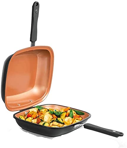 LIVINGTON Black Doubletta | Wendepfanne | Kochen, Braten, Backen, Grillen | ergonomischer Griff | geeignet für alle Herdarten | Non-Stick-Beschichtung