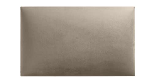 softwalls Wandkissen Samt mit 50mm Polsterung - Bett Kopfteil Wandpolster - Wandverkleidung - Wandpaneele | 50 x 30 Beige
