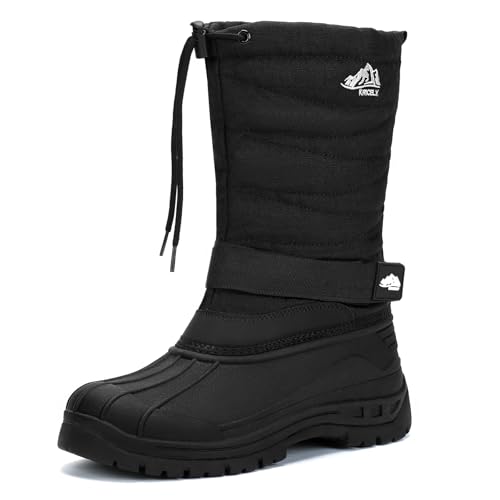 Kricely Wasserdichte Winterstiefel Herren Warm Gefütterte Schneestiefel Rutschfest Winterschuhe