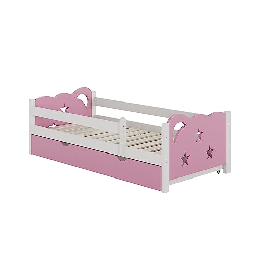 VitaliSpa Kinderbett Jessica, Rosa/Weiß, 80x160 cm mit Schublade, ohne Matratze