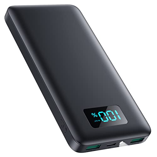 Power Bank 13800mAh,QTshine Powerbank PD 3A USB C Input & Output,Klein Aber Stark Externer Akku mit Flashlight,Tragbares Externe Ladegerät LED Display,Kompatibel mit iPhone Huawei Xiaomi usw (Black)