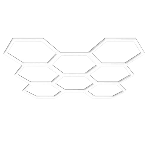 Barberpub Hexagon LED Garage Light, 30240LM 6500K Hexagon LED Beleuchtung für Werkstatt, Friseursalon, PVC Abdeckung 8 Grid, (LP008/nicht dimmbar)