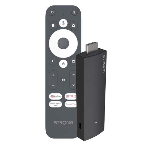 STRONG - 2K Android TV-Streaming-Stick - Leap-UNA - Wi-Fi 5 - Chromecast Built-in - Kompatibel mit Google Assistant - Bluetooth - Einfache Installation - Schwarz