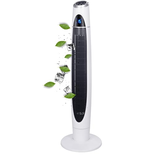 Echos Turmventilator | 3 Stufen | 3 Modi | 60 Watt | 8 Timer | Luftkühler | Fernbedienung | LED-Leuchten | Säulenventilator | Fan | Tower-Ventilator | Standventilator