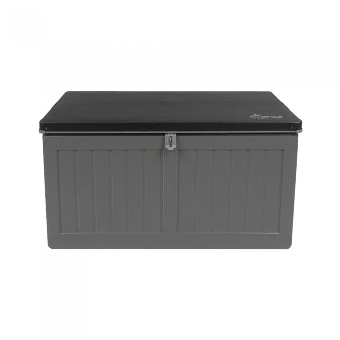 Grindi - Gartenbox Kissenbox Auflagenbox - Morus - Dunkelgrau, 190 Liter, 96x46x49 cm - Wassersichere Outdoor Paketbox, Gartenschrank & Truhe, wetterfest für Balkon, Gartenhaus, Geräteschuppen