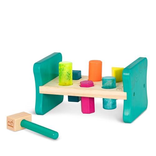 B. toys Klopfbank aus Holz – Hammerspiel Hammerbank Motorikspielzeug Holzspielzeug Baby Lernspielzeug Farben Formensortierspiel – Spielzeug ab 2 Jahre