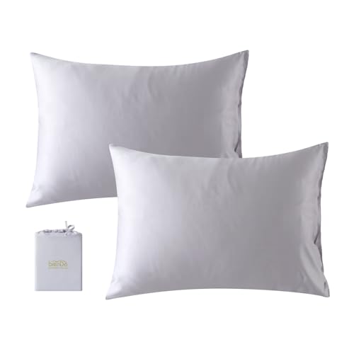 bienDo Kissenbezüge 40x80cm, Bambus-So Weich und Glatt wie Maulbeerseide, Atmungsaktiver als Baumwolle, Kopfkissenbezüge Hellgrau, 2er Set, Kühlend, Hypoallergen, Perfekt für Allergiker