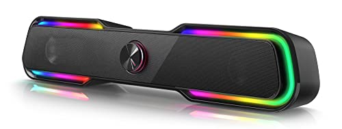Bazivve Bluetooth PC Lautsprecher Boxen, RGB Computer Soundbar Lautsprecher für PC Monitor, HiFi Stereo Gaming Lautsprecher mit Anschluss für Schreibtisch oder Laptop (Schwarz)