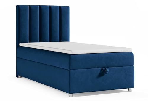 Best For Home Trinity K10 EinzelBett | Boxspringbett 90x200 mit Bonell Federkernmatratze 90x200 | MatratzenTopper 90x200 | Bett mit Matratze | Bett mit Stauraum