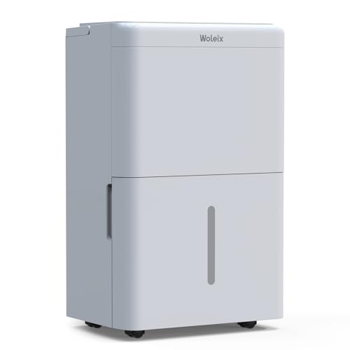 Woleix 12L Luftentfeuchter Elektrisch, Entfeuchter Elektrisch mit 1M Ablaufschlauch, Abnehmbarem Filter, Timer