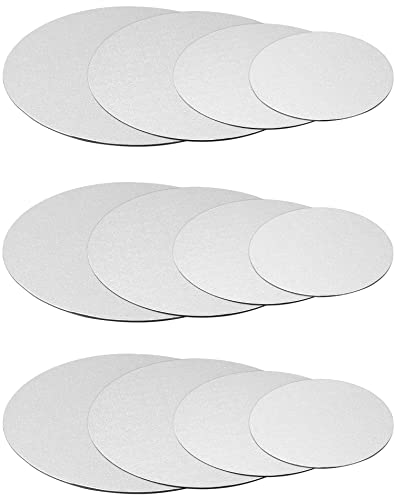 QWORK® 12 Stück tortenunterlage rund, 15, 20, 25, 30 cm, cake board, silberner tortenplatte pappe, für Hochzeit, Geburtstagstorten, Hausparty