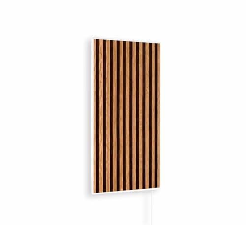 Könighaus Bildinfrarotheizung - 450 Watt | 5 Jahre Garantie | Doppelter Überhitzungsschutz | Ultraflacher Heizkörper für 5-12 m² | Rahmenfarbe: Weiß | Motiv: 03. Holzpaneel