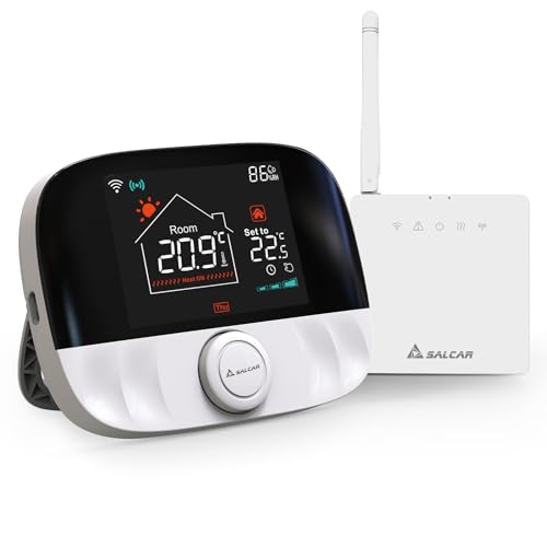 SALCAR WiFi Smart Thermostat für Gas Boiler Heizungsthermostat Raumthermostat T9W RF Heizkörperthermostat mit Empfänger Tuya Programmierbar Wandthermostat Kompatibel mit Amazon Alexa&Google Assistant