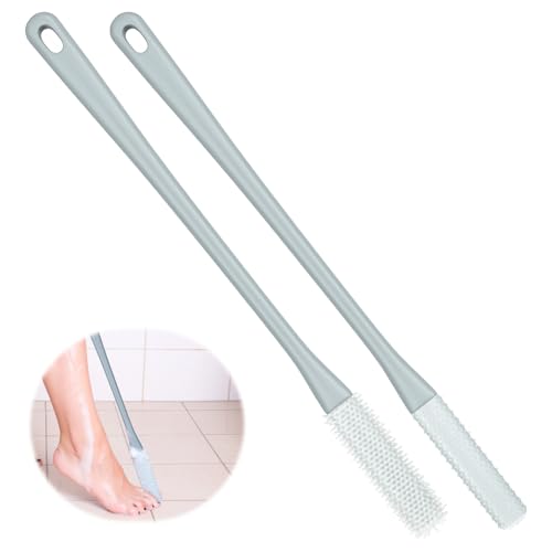 Fußbürste für die Dusche, 2PC Silikon Zehenreiniger mit Langem Stiel, Fußwaschbürste Zehenreiniger Foot Scrubber Fuß und Rückenschrubber Fußpflege Zehenbürste für Senioren Schwangere (2PCS)