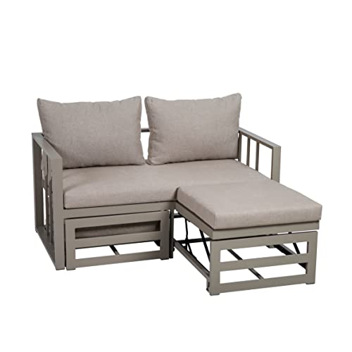 greemotion Garten-Multifunktionssofa Nassau mit Hocker, ca. 134 x 63 x 74 cm, beige
