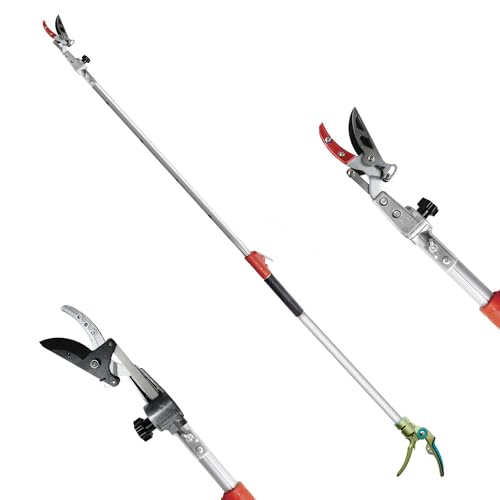 FLORA GUARD Teleskop Astschere,110 cm – 166 cm, ausziehbar – leicht und robust, Obstpflücker mit rotierendem Klingenkopf, leichter ausziehbarer Aluminiumgriff für Astschneider