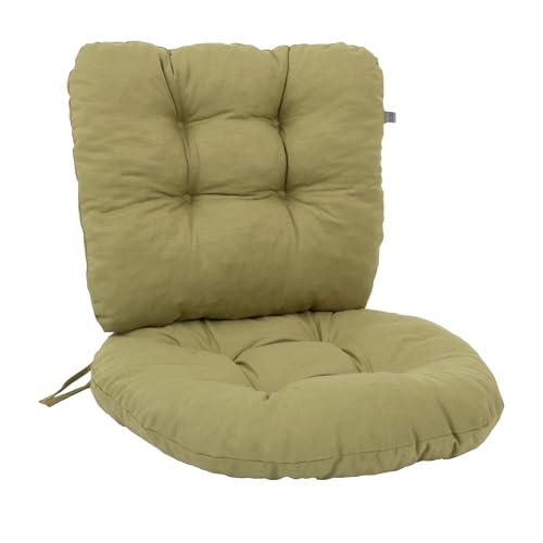 PATIO Rattansessel Auflage 55 cm Marocco 2 teilig Sitzkissen mit Rückenlehne gesteppt Schnüren Innen & Außen grün