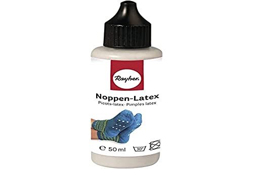 Rayher Hobby Rayher 38470000 Noppen-Latex, Flasche 50 ml, Farbe grau, rutschfester Latex, zum Auftragen auf Strümpfe, Socken, Hüttenschuhe aus Wolle, Baumwolle, Filz oder Synthetik, Sockenstopper für Kinder