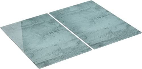 Kesper | Multi-Glasschneideplatte 2er Pack, Material: Glas, Maße: 52 x 30 x 0.5 cm, Motiv: Beton, Farbe: Grau | 36540 13