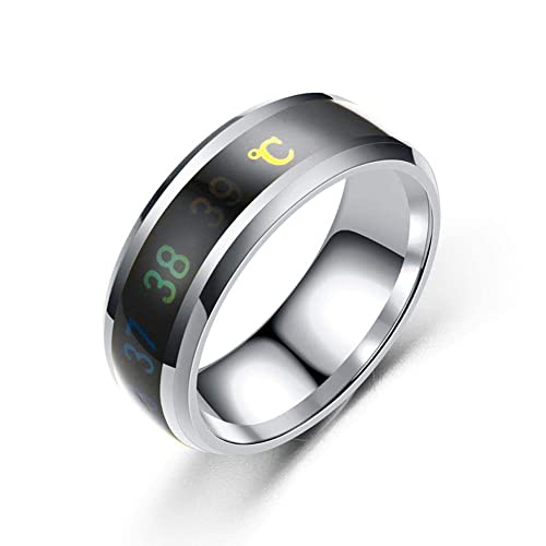 Premium Qualität Herren Temperatur Mess Fingerring Edelstahl Einfach Kreativ Farbwechsel Paar Ring Silber