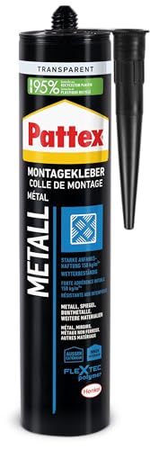 Pattex Montage Metall, starker Montagekleber für Metall, Buntmetall und Spiegel, Baukleber für alle Materialien*, elastischer Metallkleber für innen und außen**, 1x325g