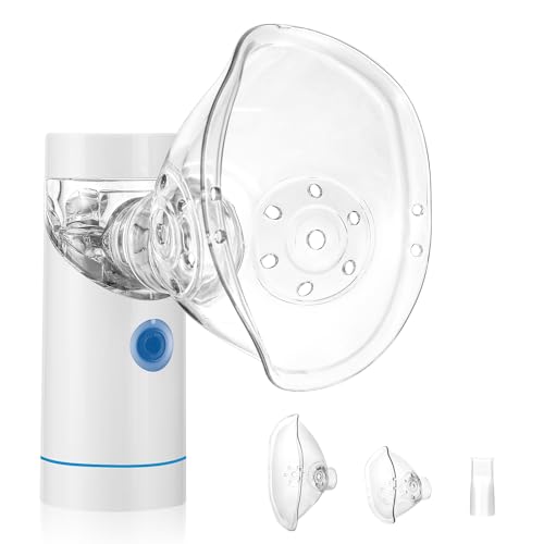 Inhalationsgerät Tragbar Set, Inhalator Vernebler Geräuscharmes mit Mundstück für Kinder und Erwachsene, Effiziente Zerstäubung, USB Wiederaufladbarer, Ideal für Unterwegs oder zu Hause