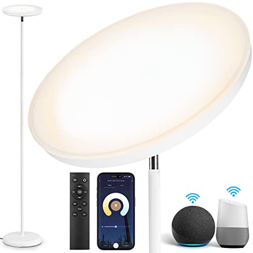 OUTON Smart LED Stehlampe 30W 3000LM, WiFi Dimmbar Standleuchte Kompatibel mit Alexa & Google Assistant, App-Steuerung, Fernbedienung, Deckenfluter für Wohnzimmer Schlafzimmer Büro