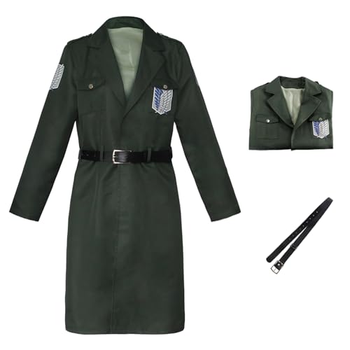 YEAJION Eren Jaeger Cosplay Kostüm Jacke Anime Attack On Titan AOT Season 4 Verkleidung Survey Corps Uniform Halloween Karneval Weihnachten Party Bühnenauftritt Kostüm für Erwachsene