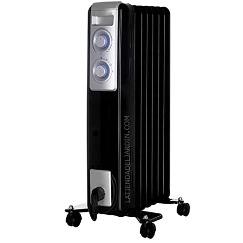 Ölradiator mit 7 Elementen. Drei Heizstufen: 600 W - 900 W - 1500 W. Einstellbarer Thermostat