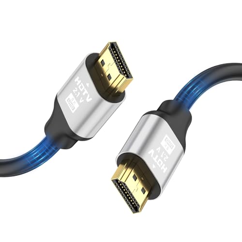 grofyllaa 8K Hdmi Kabel 2M, High Speed Hdmi 2.1 Kabel 8K@60Hz 4K@120Hz, vergoldeter Stecker 3D eARC HDCP 2.2 &2.3 für HDTV/Blu Ray Playback/Projektoren/Laptops/PS4/PS5(Silber)