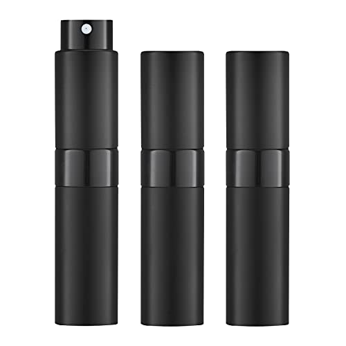 Toureal 8ML Parfum Zerstäuber Leer (3 Stück) Mini Spruehflasche, Parfüm Behälter, Parfümzerstäuber Nachfüllbar (Schwarz)