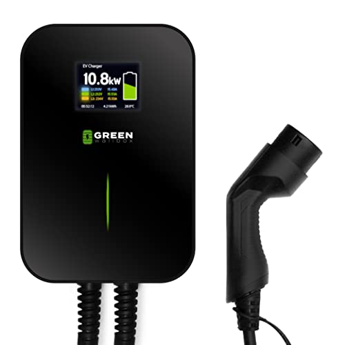 Green Wallbox Ladestation für EV Elektroautos PHEV/BEV (Kabel Typ 2, 11kW (3-Phasig) | 16A)
