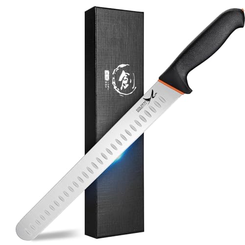Golden Bird Schinkenmesser Tranchiermesser Scharf, Fleischmesser profi Lachsmesser mit rutschfestem Griff, 30cm Grillmesser Metzgermesser für Schinken, Fleisch und BBQ
