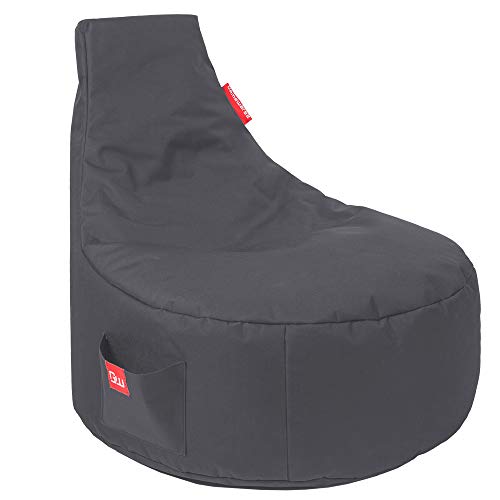 Gamewarez Alpha Black Sitzsack – Gaming-Sitzsack, Gamer-Sessel mit Rückenlehne zum Zocken, mit Seitentasche, robust und reißfest, Made in Germany (grau)