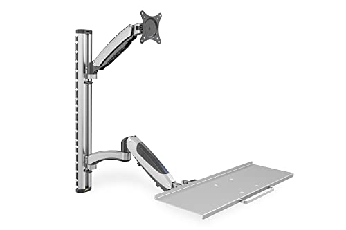 DIGITUS Monitor-Halterung & Tastaturablage - Wandmontage- 1 Monitor - Bis 2x 6 kg - VESA 75x75, 100x100 - Silber