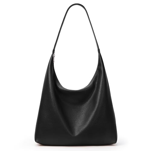 KALIDI Damen Shopper Handtasche Schultertasche PU Leder Tote Bag Vintage Hobo Tasche mit Reißverschluss Groß für Arbeit Schule Shopper Lässige täglich Schwarz
