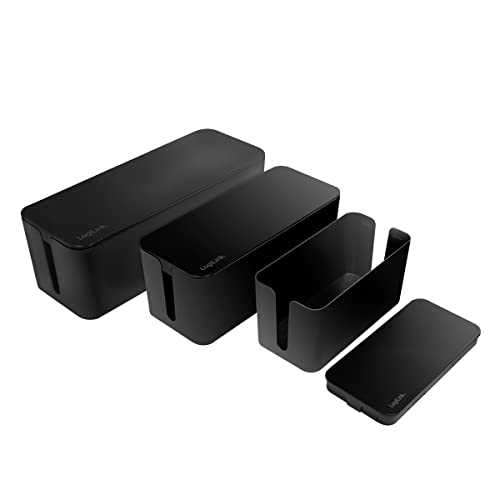 LogiLink KAB0077 - Kabelbox-Set mit 3 Boxen in 3 Größen zum Verstecken von Kabelgewirr, schwarz