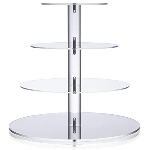Ulifeme Cupcake Ständer, Tortenständer 4 Etagen Acryl für Hochzeit, Party, Geburtstag, Baby Duschen & Kuchen Dessert, Torten Etagere 4-stöckig mit 4mm Dicke Acryl, 6'' / 8'' / 10'' / 12'' Durchmesser