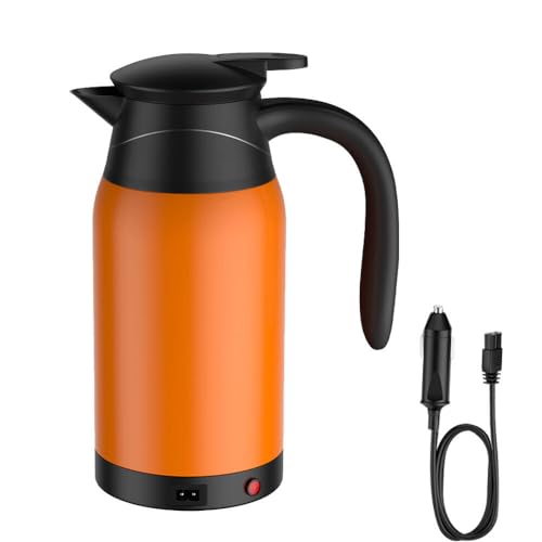 ZOYDP Wasserkocher Auto 650ml, 12V Auto Wasserkocher, 12v Wasserkocher mit Temperatureinstellung, Edelstahl Wasserkocher Auto zigarettenanzünder, Elektrischer Wasserkocher für 12V 100W Auto Lkw