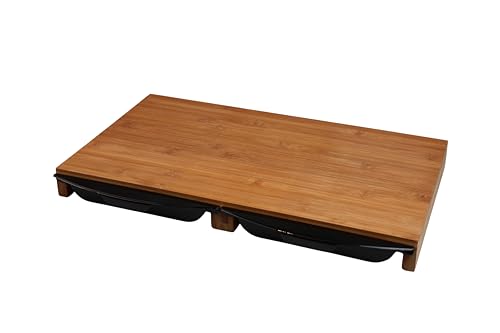 Schneidebrett mit Auffangschalen - Landing Pad, aus nachhaltigem Bambus/Holz, herausnehmbare Schalen aus kratzfestem PP-Kunststoff, für sauberes Arbeiten in der Küche, 50.0x28.5x4.5cm, MOON HOME