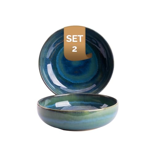 palmer Schüssel-Set aus Steingut Miami 500 ml, Spülmaschinen-, Ofen- & Mikrowellenfest, 2 x Design Bowl-Schüssel, Müslischale, Salatschale