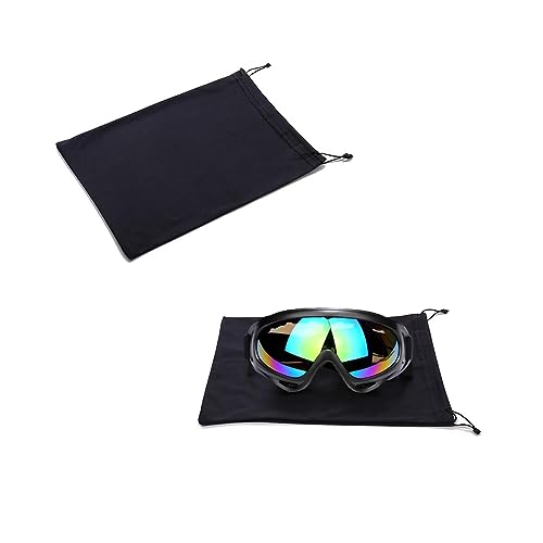 MKYSZLT Skibrillentasche, 2 Schutztaschen für Schneebrille, Skimaske, Mikrofaserbeutel mit Kordelzug für Brillen-Ersatzlinse, Kameralinsen, Tragetasche