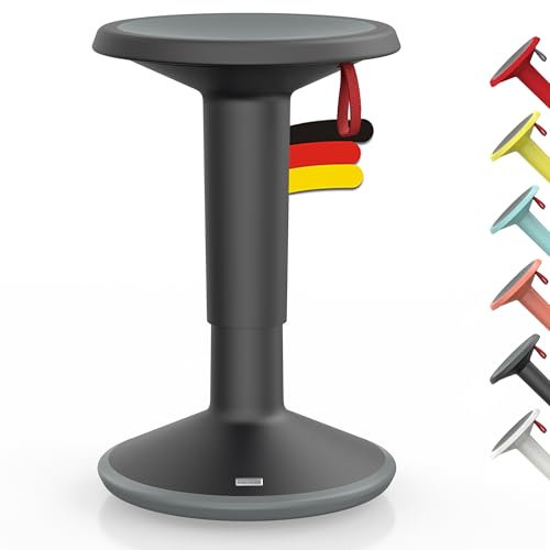 Interstuhl UPis1 - ergonomischer Sitzhocker mit Schwingeffekt - höhenverstellbar - Hocker mit rutschhemmender Standfläche & Kippschutz - Bürohocker (Schwarz, UP Designhocker)