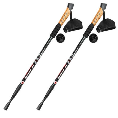 2 Stück Wanderstöcke 68-135cm, Trekkingstöcke Teleskop Aluminium, Walking Stöcke Verstellbar mit Korkgriff für Damen Herren, Skifahren, Wandern, Schwarz