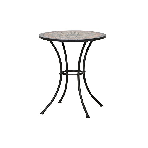 Siena Garden 380813 Tisch Prato, Ø60x71cm, Gestell: Stahl, pulverbeschichtet in schwarz matt, Fläche: Mosaik,Tischplatte: Keramik, Mehrfarbig