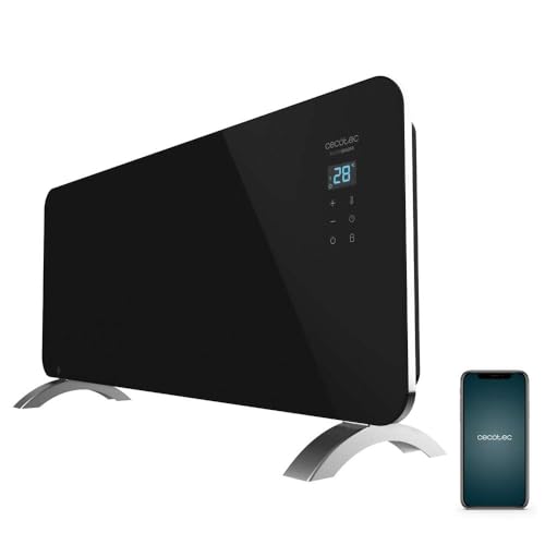 Cecotec Glass Convector Ready Warm 6770 Crystal Connection. 2000 W, WiFi-Steuerung, einstellbares Thermostat, Timer, Bodenständer, Geeignet für Badezimmer (IP24), Lautlos