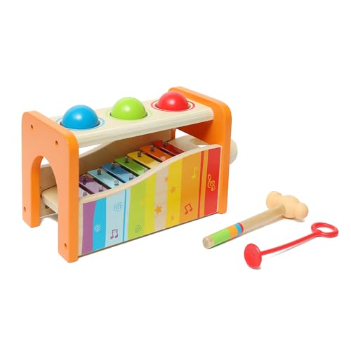 Hape Xylophon und Hammerspiel mit ausziehbarem Xylophon, multifunktionales Holzspielzeug, ab 12 Monaten